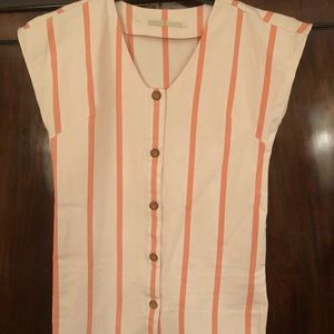 Marie oliver andi button front coral stripe dress